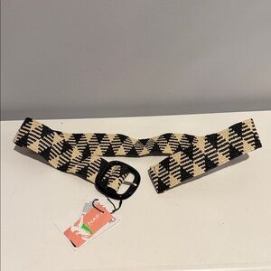 NAF NAF Black and Cream Geometric Belt